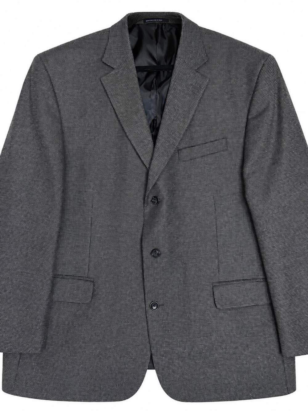 Stafford Essentials Men’s 46R 100% Wool Gray Micro Houndstooth Sport Coat Preppy